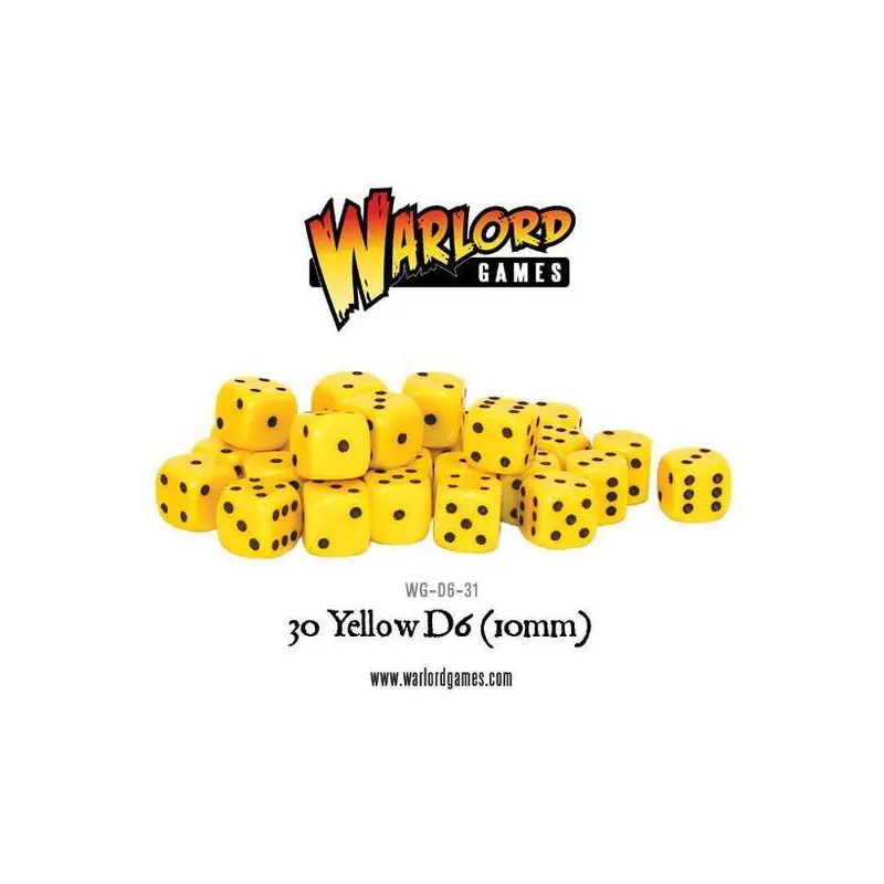 Warlord Games - 30 Yellow D6 (10mm)