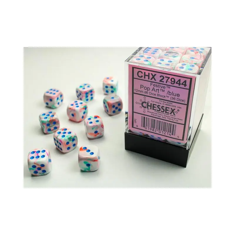 Chessex: Festive 12mm D6 Block - Pop Art/Blue