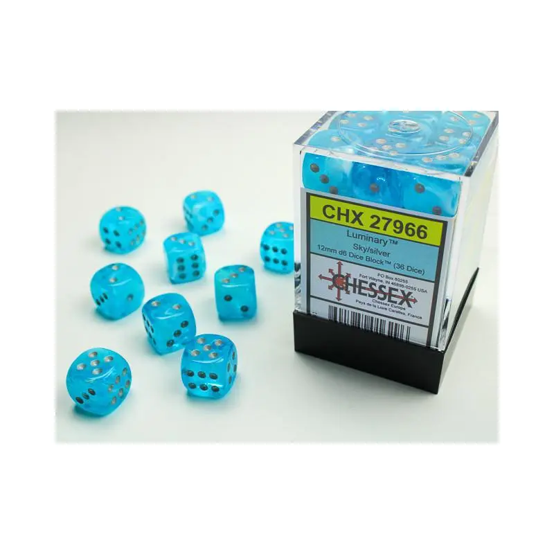 Chessex: Luminary 12mm D6 Block - Sky/Silver