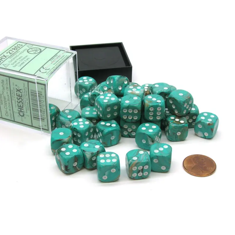 Chessex Marble 12mm d6 Oxi Copper/White Block
