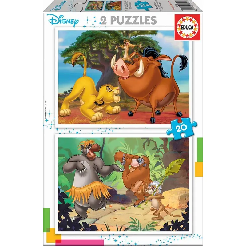 Educa: Animals Lion King and Jungle Book - Puzzles (2x20pc Jigsaws)