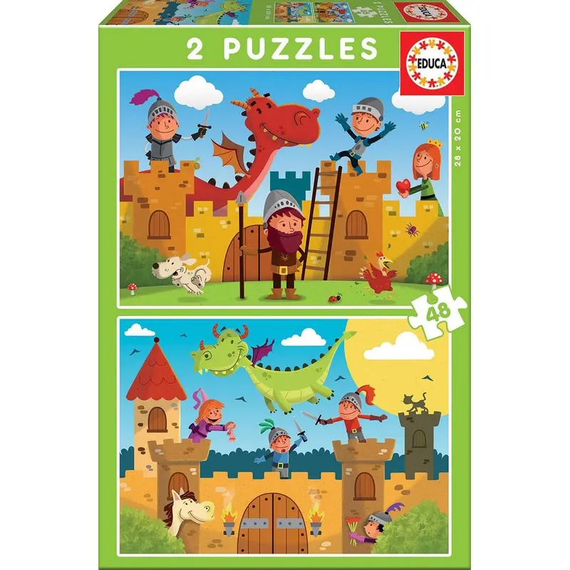 Educa: Dragons and Knighst - Puzzles (2x48pc Jigsaws)