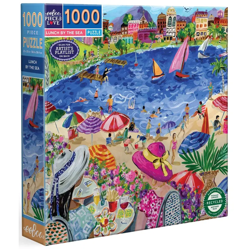 eeBoo: Lunch by the Sea - Square Puzzle (1000pc Jigsaw)