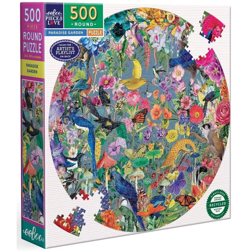 eeBoo: Paradise Garden - Round Puzzle (500pc Jigsaw)
