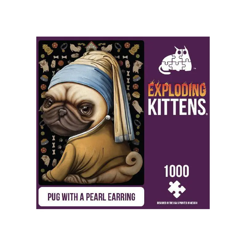 Exploding Kittens - Pug with a Pearl Earring (1000pc Jigsaw)