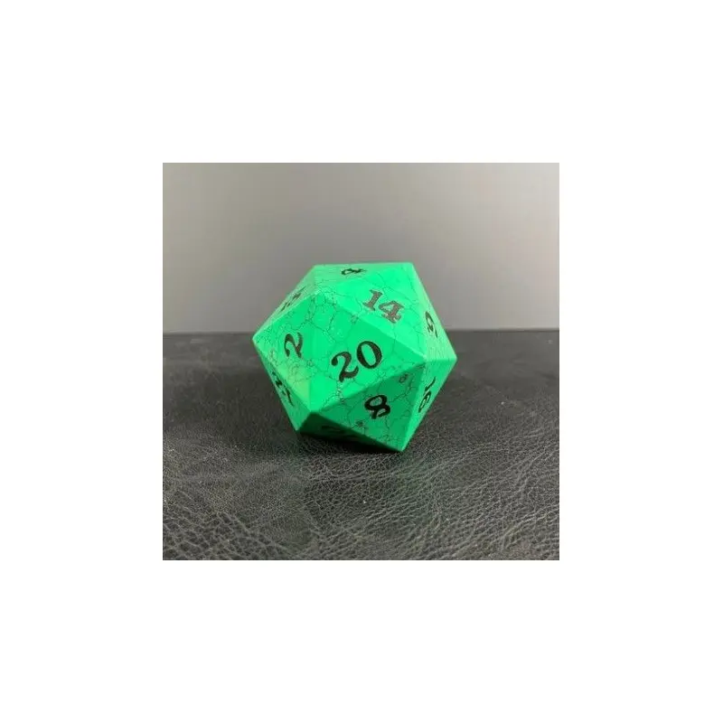 D20 Green Cracked Stone