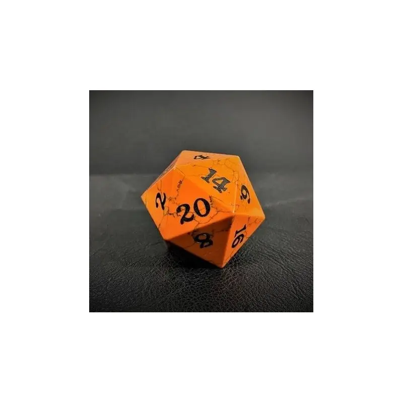 D20 Orange Cracked Stone