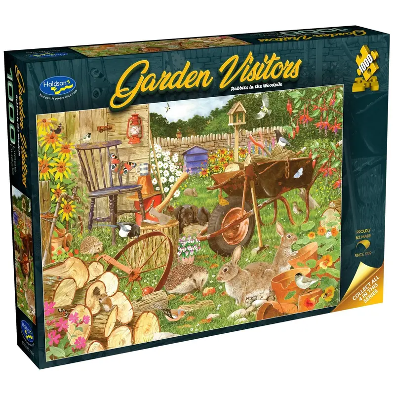 Garden Visitors: Rabbits in the Woodpile - Puzzle (1000pc Jigsaw)