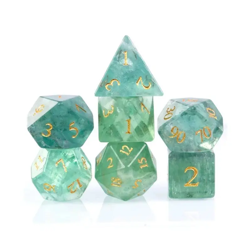 Foam Brain Games 7ct Gemstone Polyhedral Dice Set Green Amethyst Flourite
