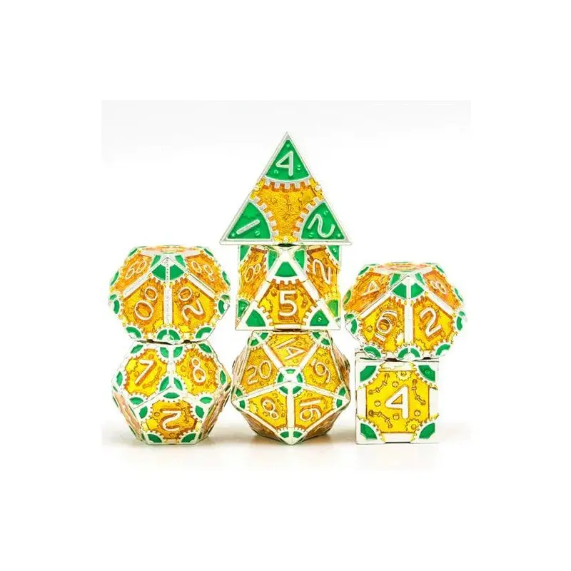 Foam Brain Games 7ct Metal Polyhedral Dice Set Steampunk Pineapples