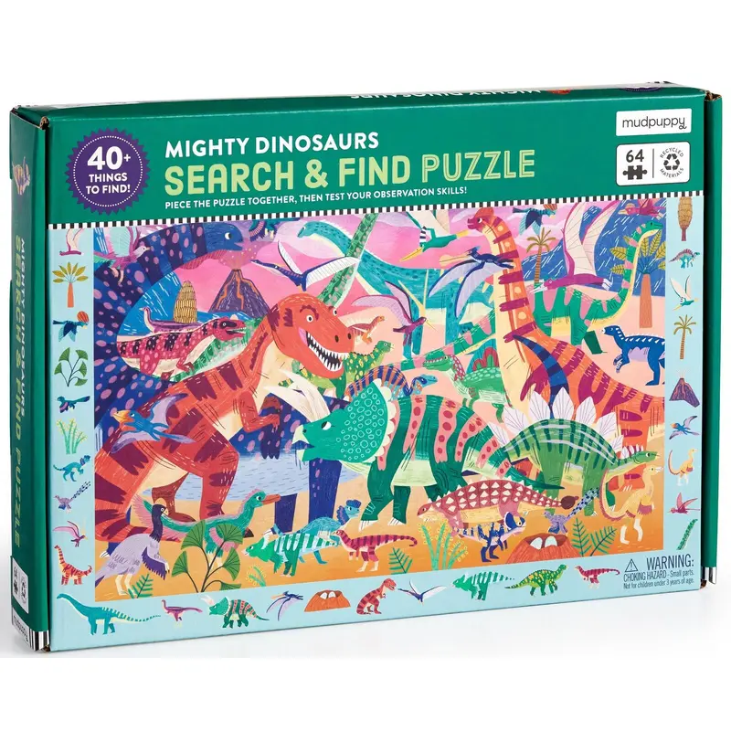 Mudpuppy: Mighty Dinosaurs - 64 Piece search and find Puzzle