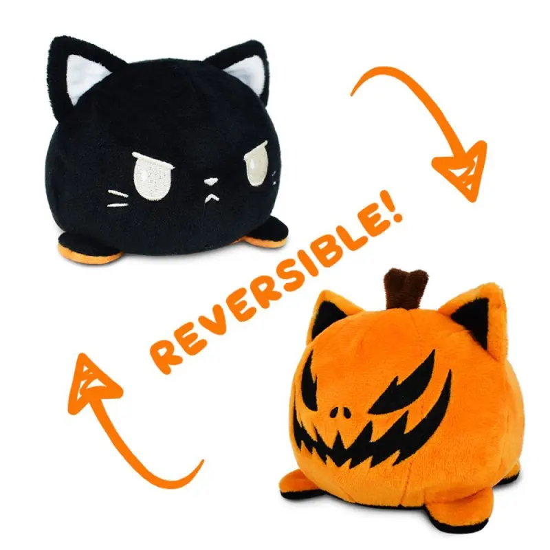 Reversible Cat Black/Orange Plush