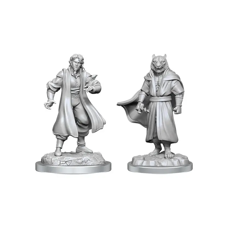Critical Role Unpainted Miniatures: Male Human Sorcerer & Tiger Demon