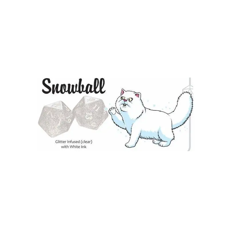 Kitty Clacks 7ct Polyhedral Dice Set Snowball