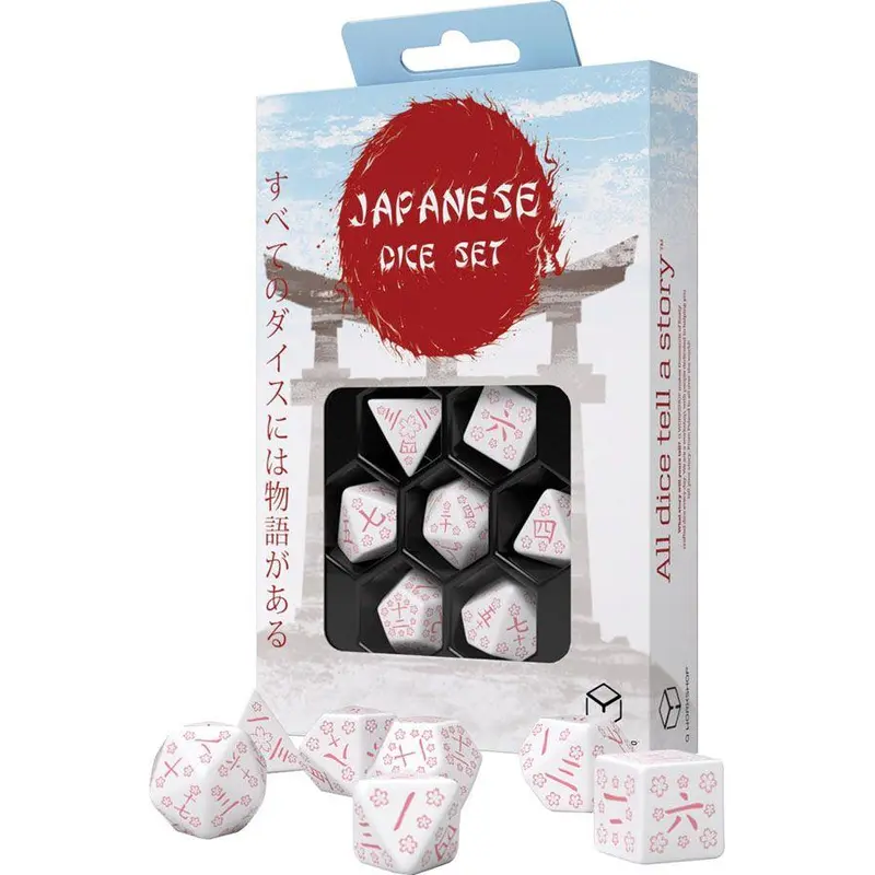 Q-Workshop 7ct Polyhedral Dice Set Japanese Cherry Blossom Petals