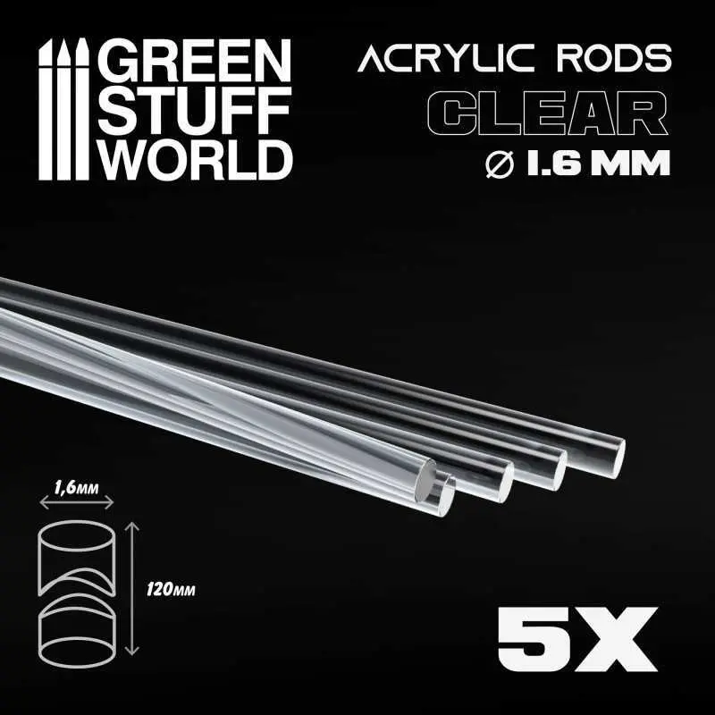 GSW: Acrylic Rods - Clear Round (5pcs, 1.6mm)