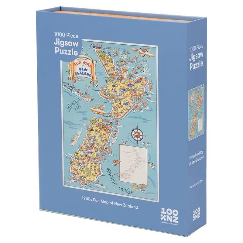 100%NZ: 1950s Fun Map Puzzle (1000pc Jigsaw)