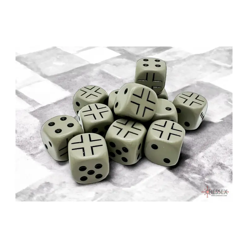 12D6 Set (16mm): WWII German Opaque Grey/Black (CHX29061)