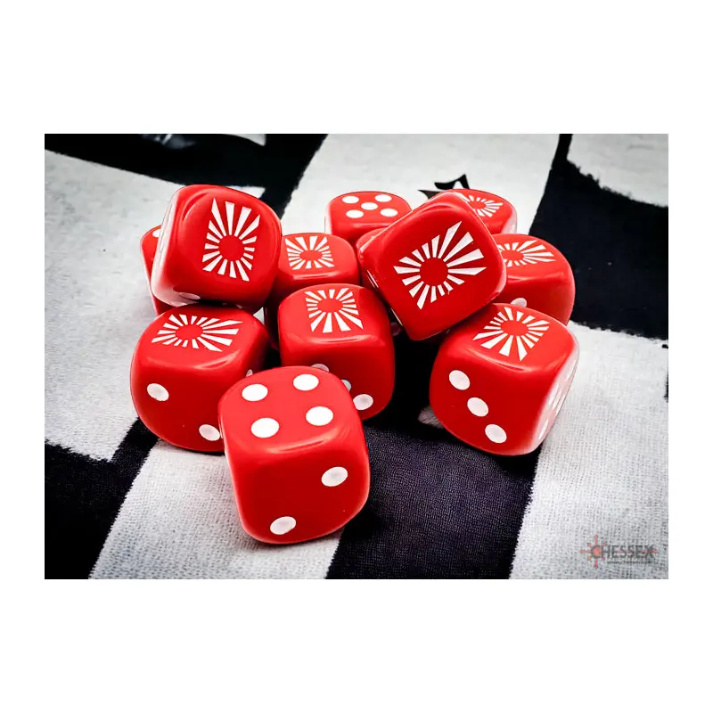 12D6 Set (16mm): WWII Japan Opaque Red/White (CHX29062)