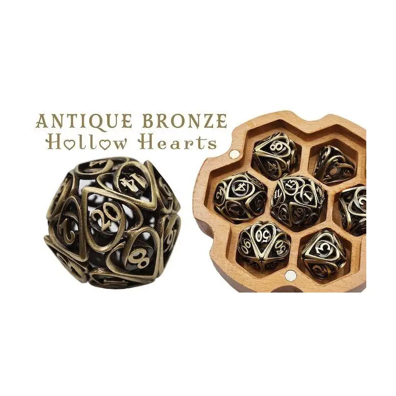 Hollow Hearts: Antique Bronze - Metal RPG Dice Set