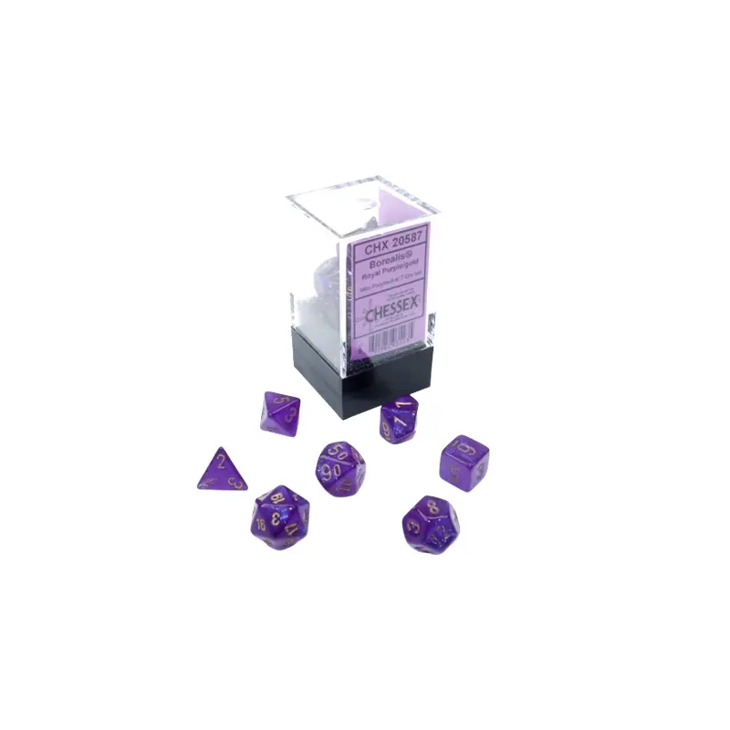 CHX20587: Mini-hedral 7-Die Set - Borealis Royal Purple/Gold