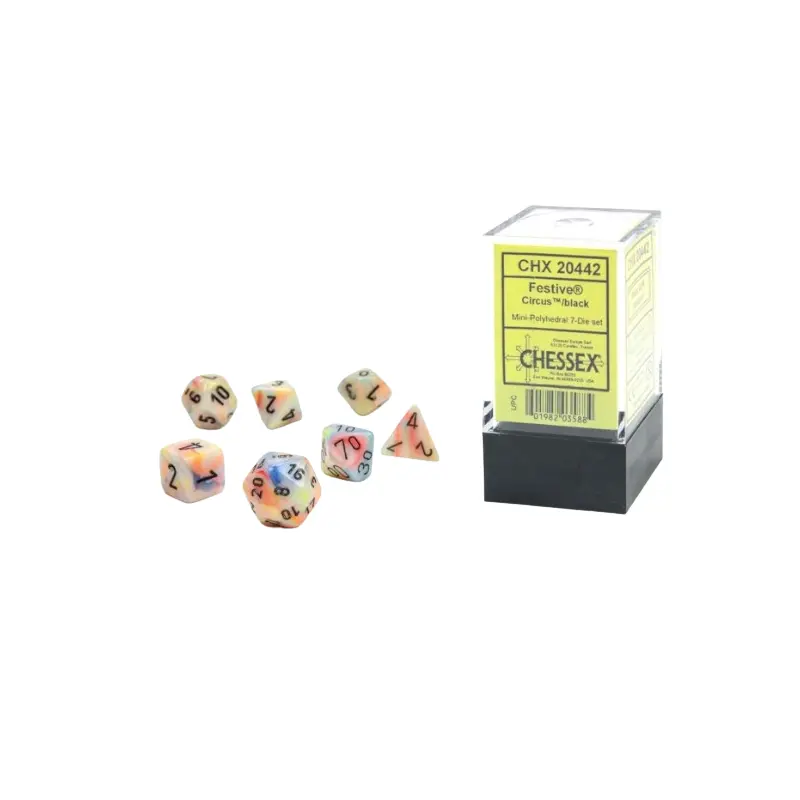 CHX20442: Mini-hedral 7-Die Set - Festive Circus/Black