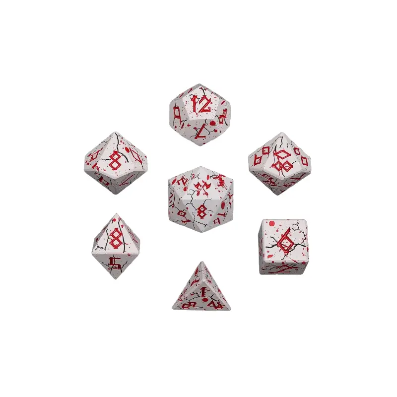 Hymgho Barbarian RPG Dice Set: Matte White w/Blood