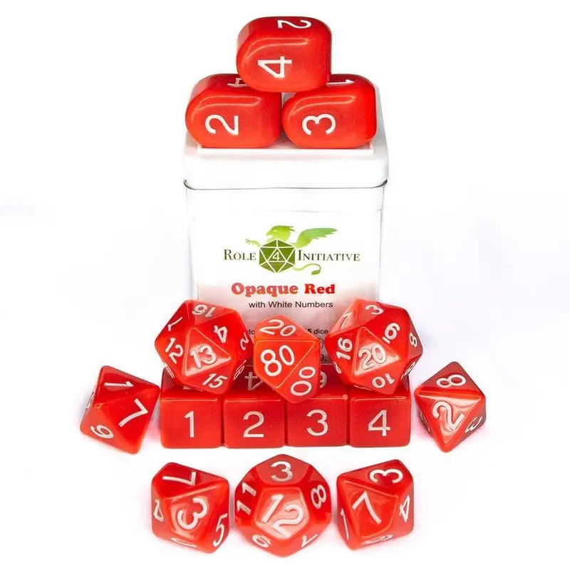 R4I 15ct Polyhedral Dice Set Opaque Red/White