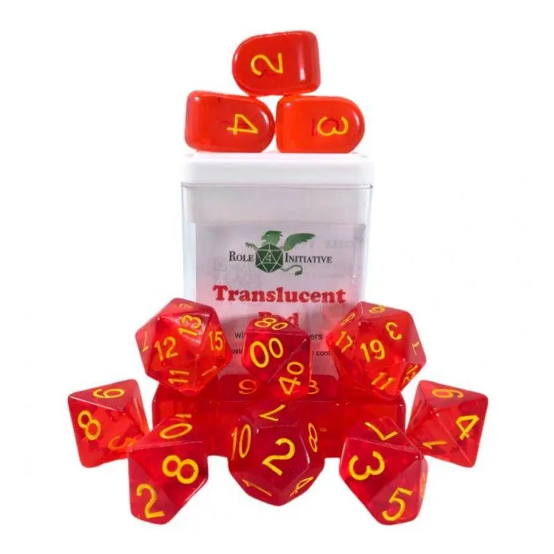 R4I 15ct Polyhedral Dice Set Translucent Red w/ Yellow