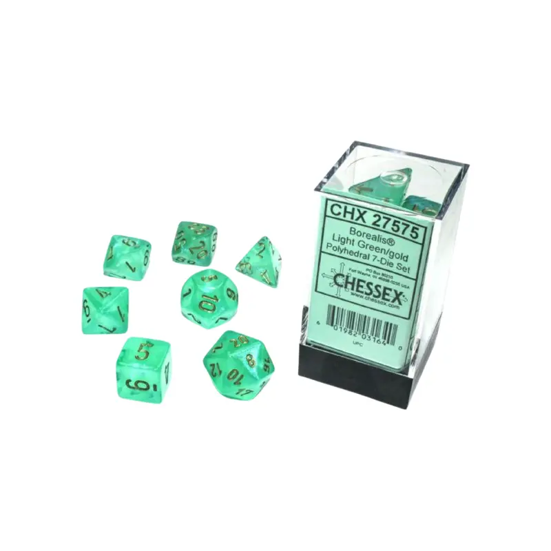 CHX 27575 BOREALIS POLYHEDRAL Light Green/Gold 7-Die Set