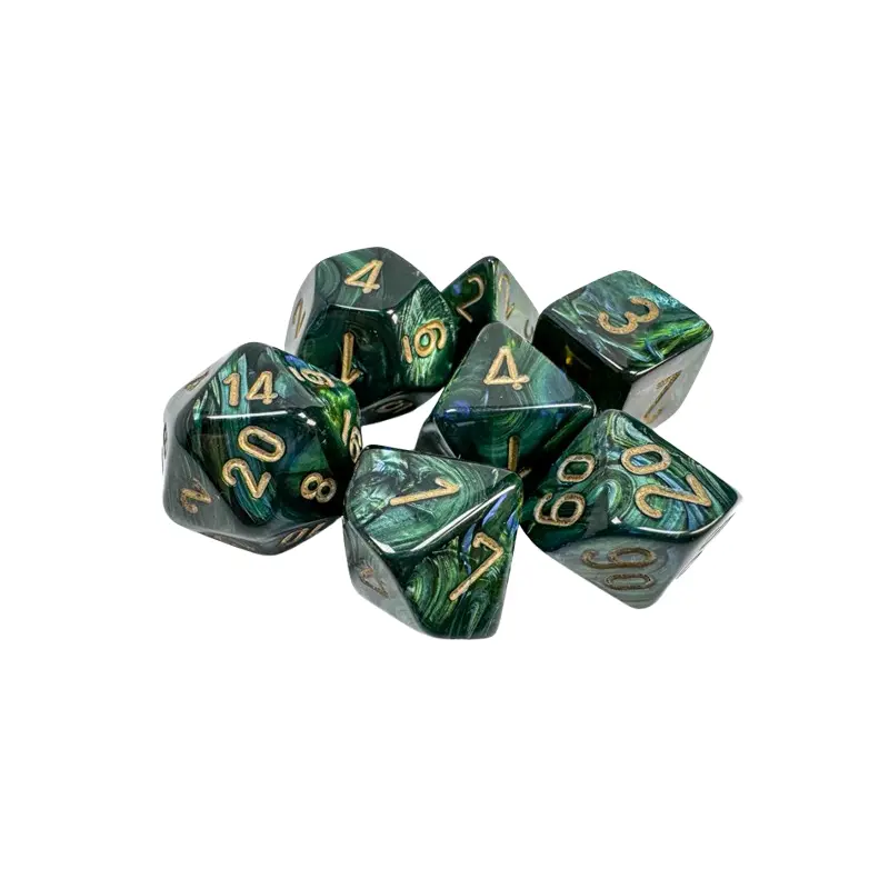 CHX27415: Scarab Jade/gold Polyhedral 7-Dice Set
