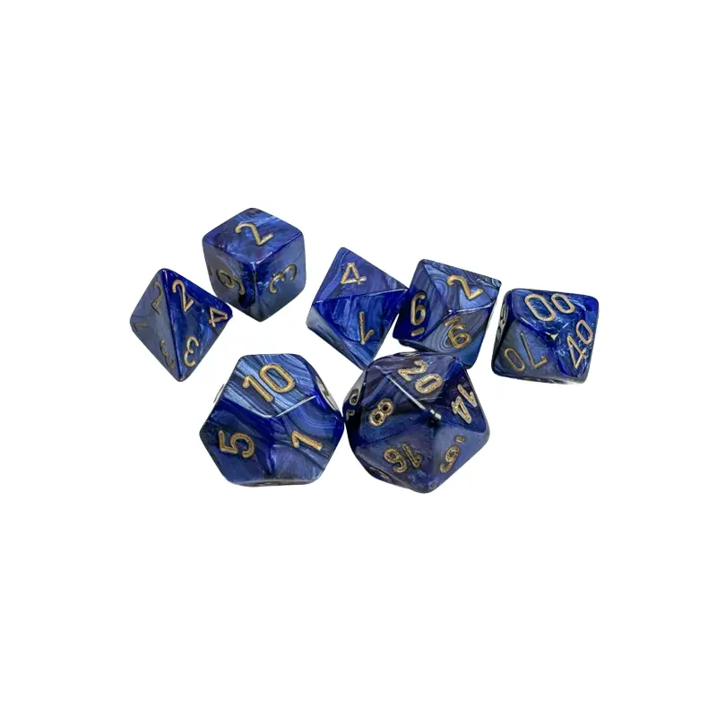 CHX27427: Scarab Royal Blue/gold Polyhedral 7-Dice Set