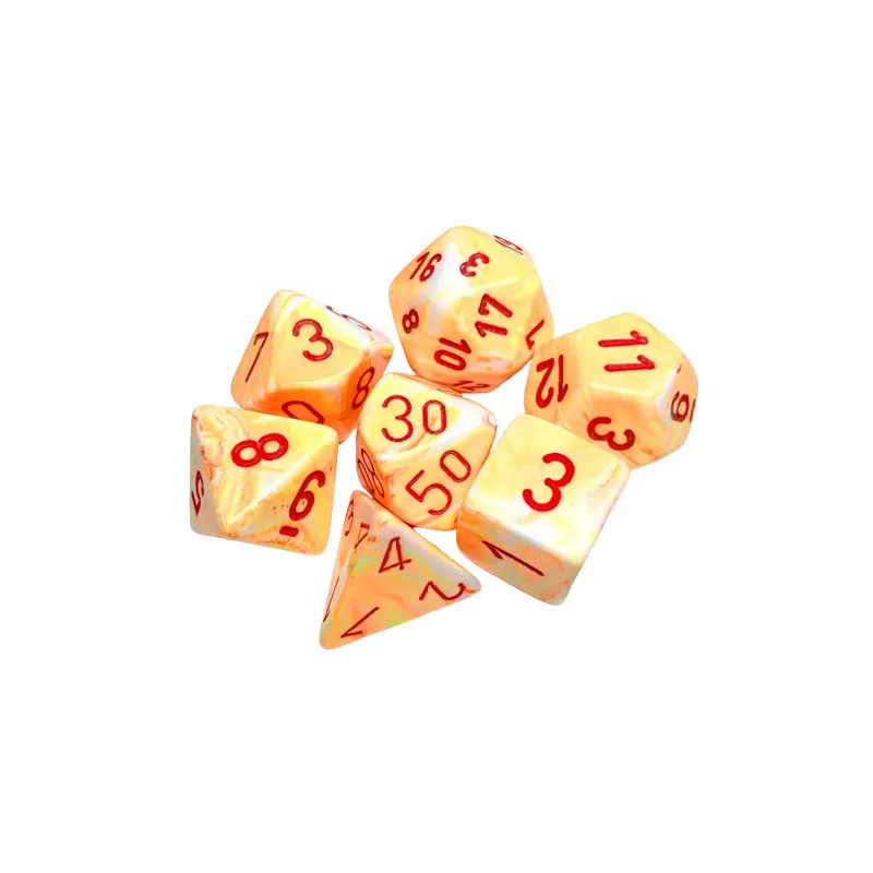 CHX27453: Festive Sunburst/red Polyhedral 7-Dice Set