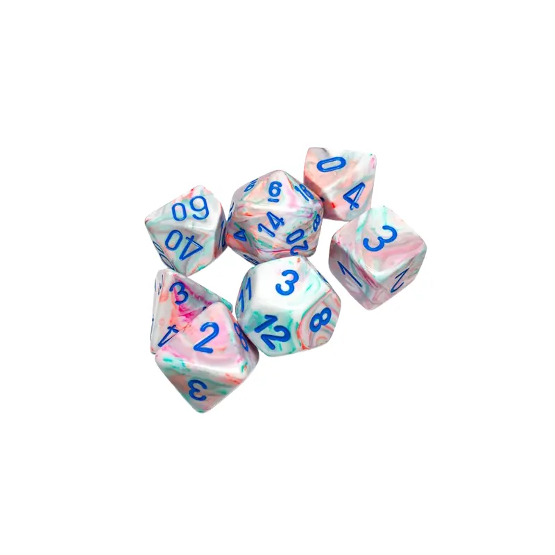 CHX27544: Festive Pop Art/blue Polyhedral 7-Dice Set