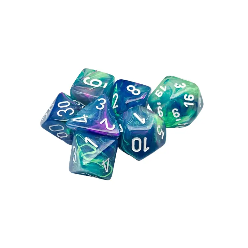 CHX27546: Festive Waterlily/white Polyhedral 7-Dice Set