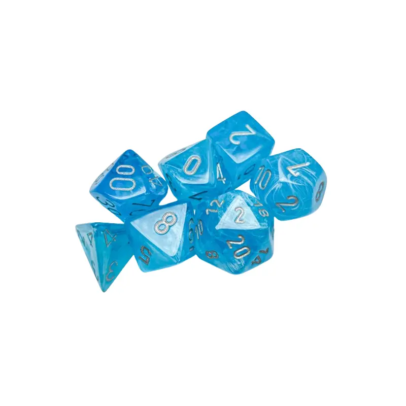 CHX27566: Luminary Sky/silver Polyhedral 7-Dice Set