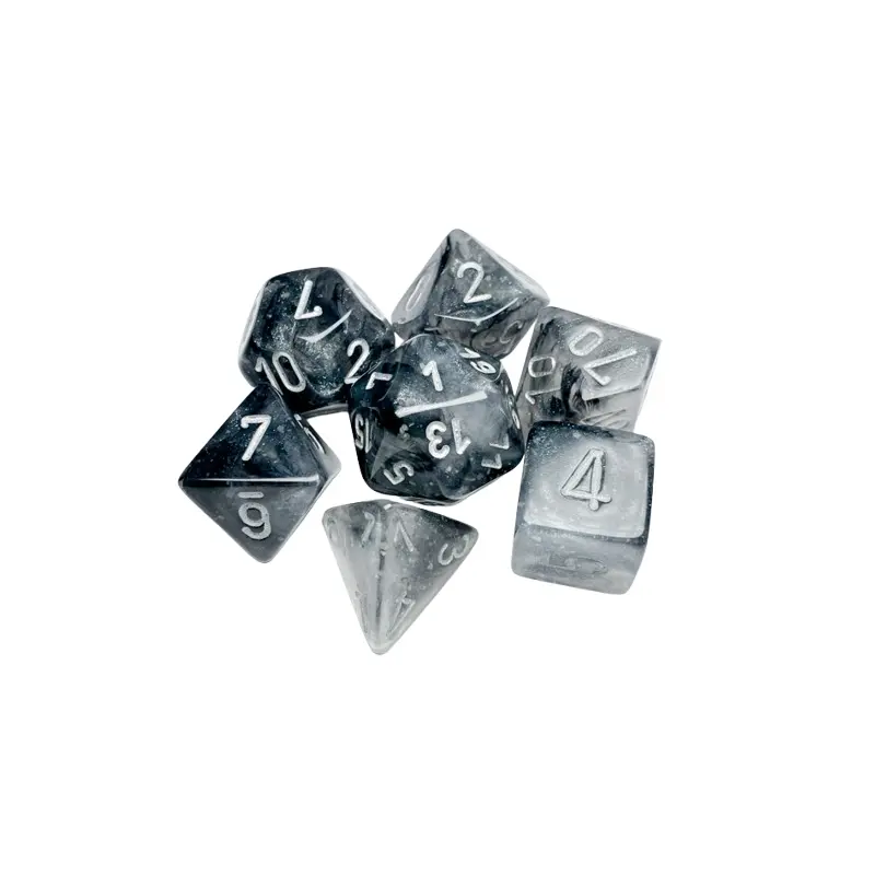 CHX27578: Borealis Light Smoke/silver Luminary Polyhedral 7-Dice Set