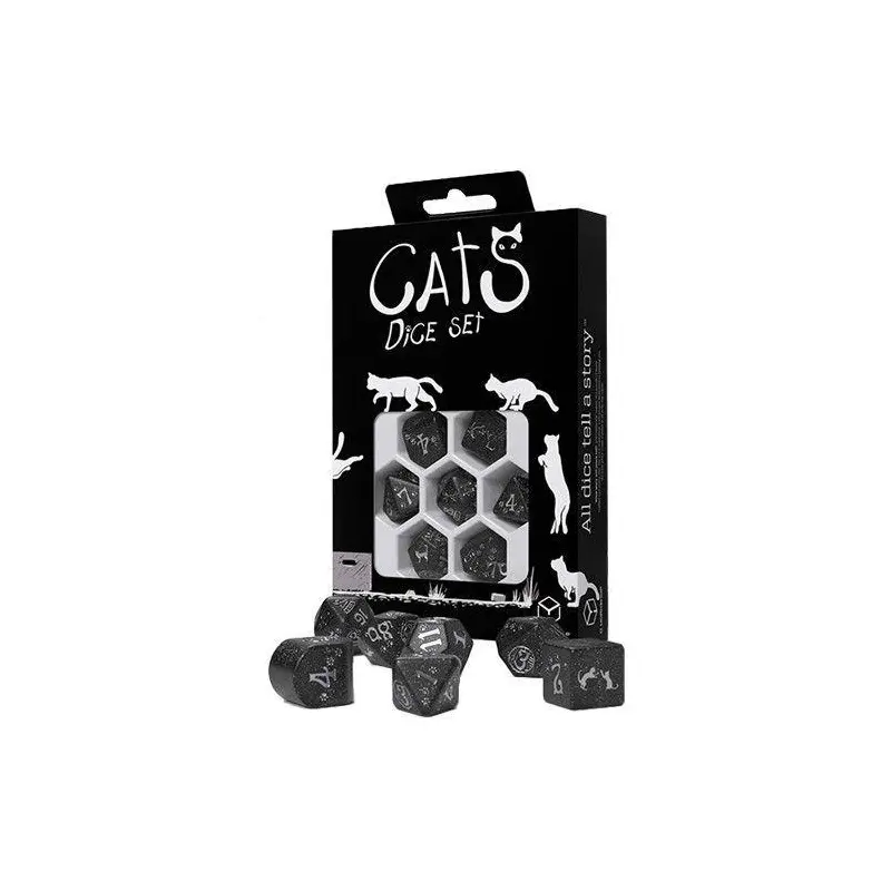 Q-Workshop 7ct Polyhedral Dice Set Cats Waffle