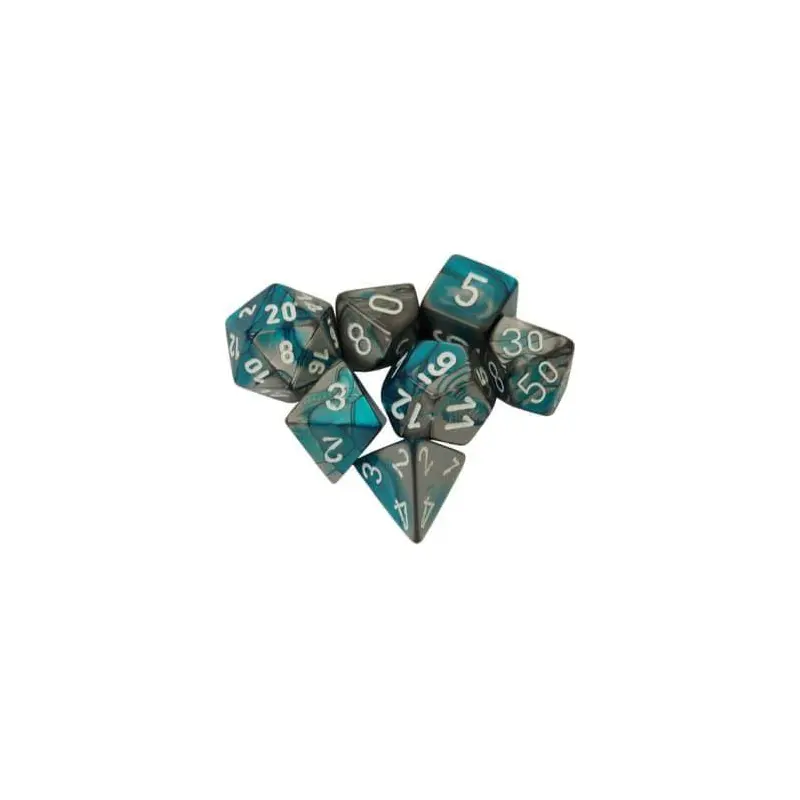 Gemini Mini-hedral Steel-Teal/White 7-Die Set