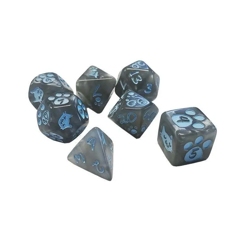 Gray Kitten Poly Dice 7ct