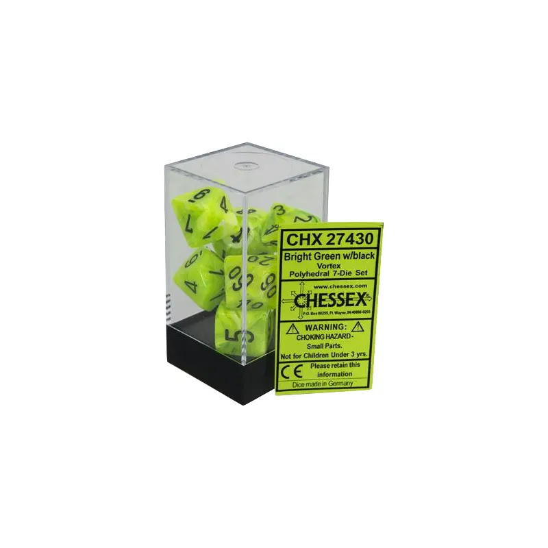 CHX 27430 Vortex Bright Green/Black Polyhedral 7-Die Set