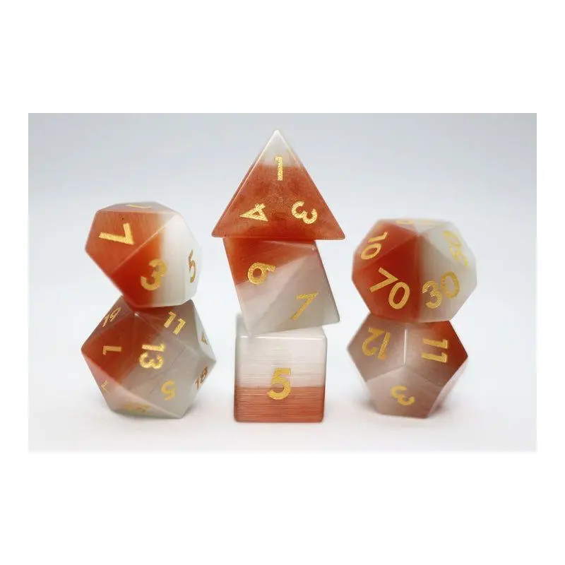 7ct Orange&White Tiger Eye/Gold