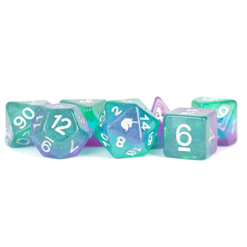 16mm Resin Poly Dice Set - Unicorn Aurora