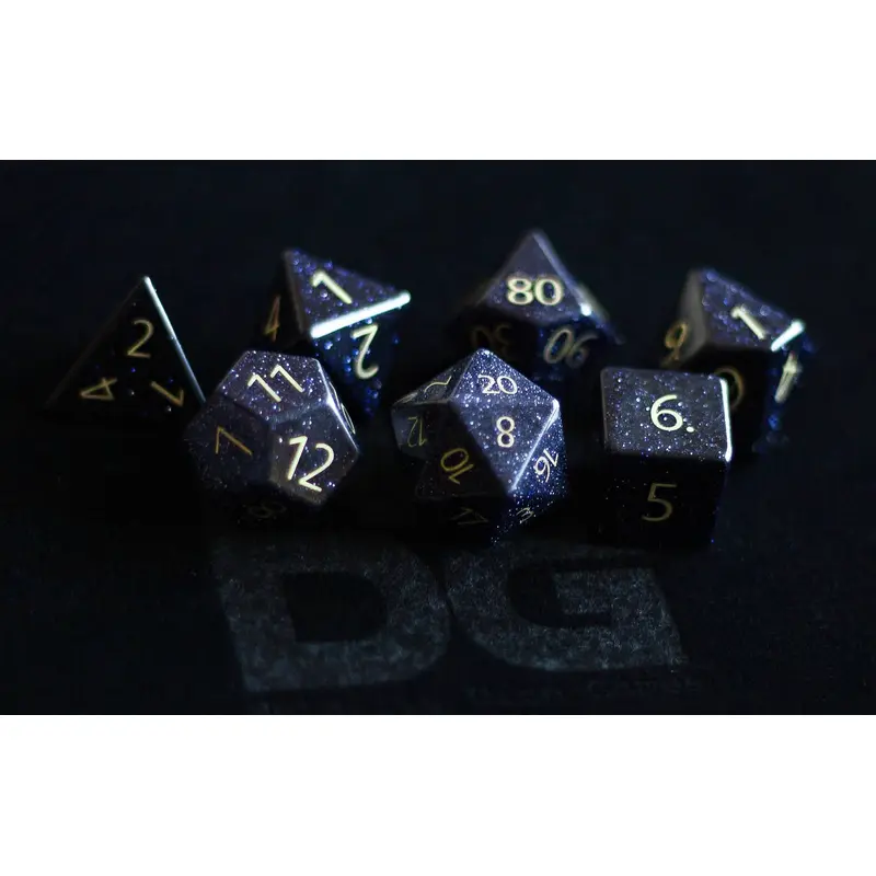 PREMIUM Engraved Gemstone Dice Blue Sandstone