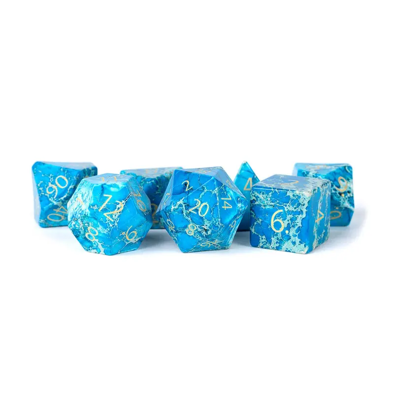 PREMIUM Engraved Gemstone Dice Imperial Stone Blue