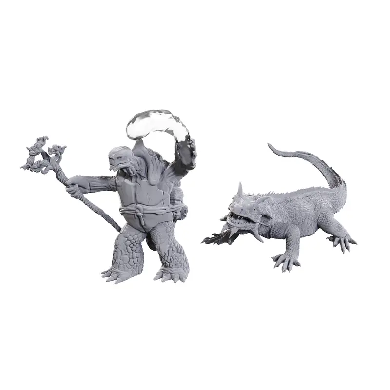 D&D Minis: Tortle Druid & Wild Shape Giant Lizard (Unpainted / WV24)