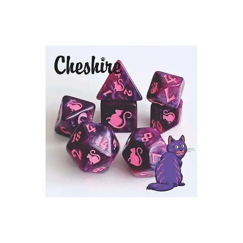 Kitty Clacks 7ct Polyhedral Dice Set Cheshire