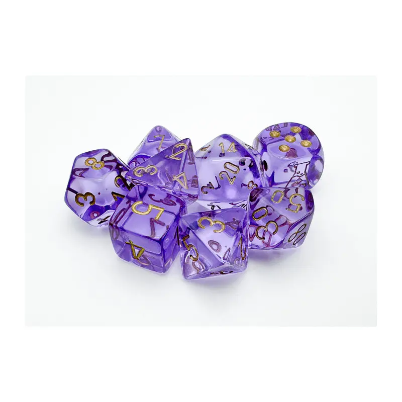 30059 CHX Lab Dice Poly Translucent Lavender/Gold 7ct
