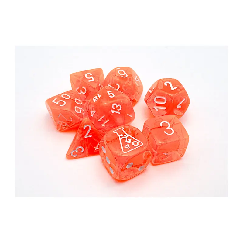 30060 CHX Lab Dice Poly Translucent Neon Orange/White 7ct