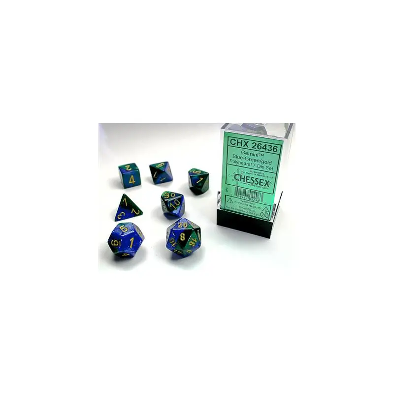 CHX 26436 GEMINI POLYHEDRAL BLUE-GREEN/GOLD 7-DIE SET